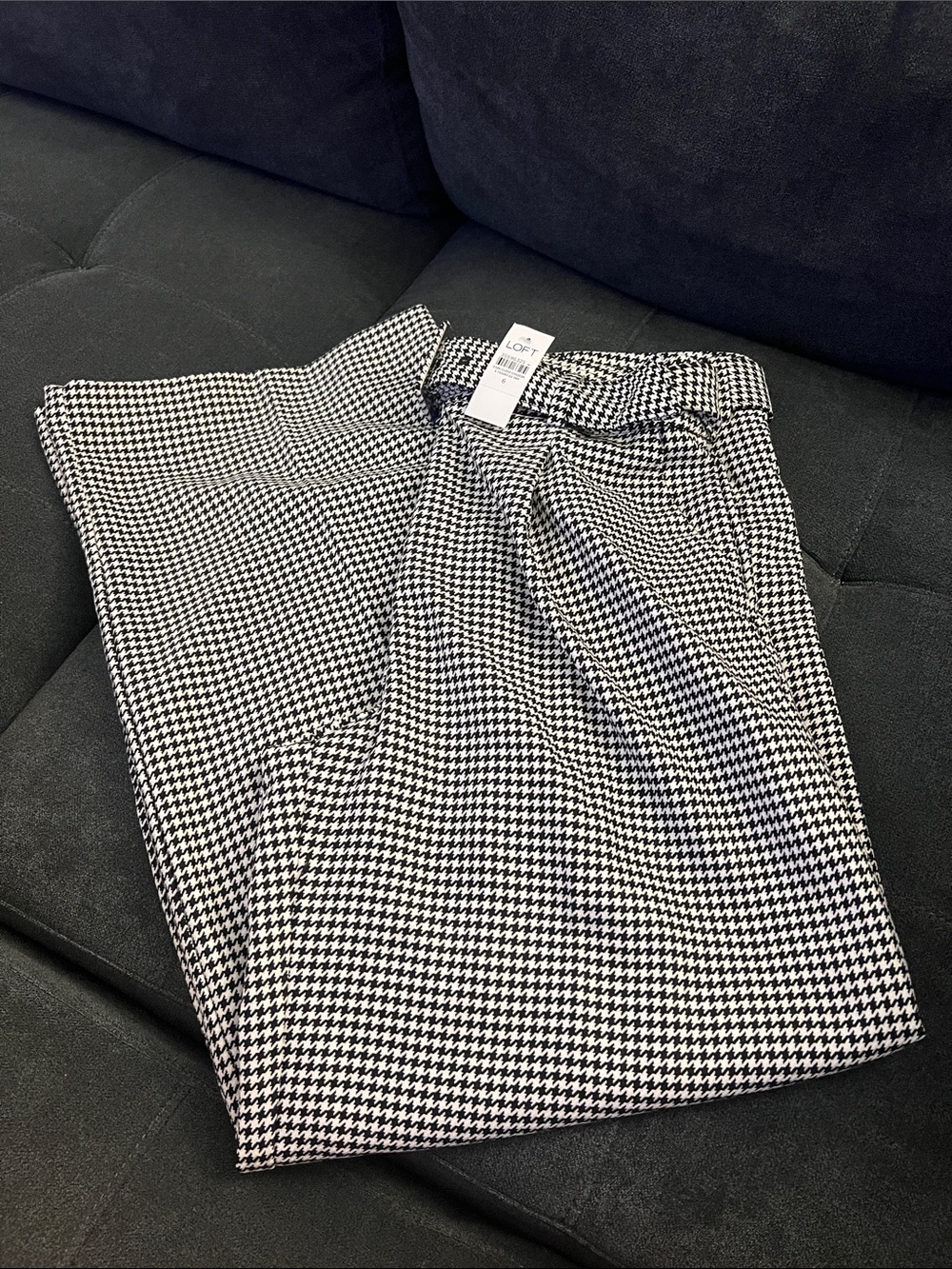 Loft Wide Leg Houndstooth Regular Length Pants